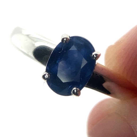 Blue Sapphire 1.15ct Platinum Finish Solid 925 Sterling Silver Ring - Picture 1 of 6